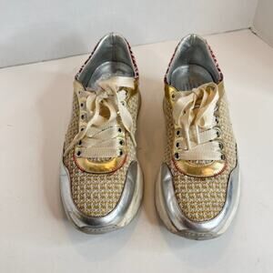 Barracuda Size 39 (US 8.5) Luxury Low-tops Silver & Gold